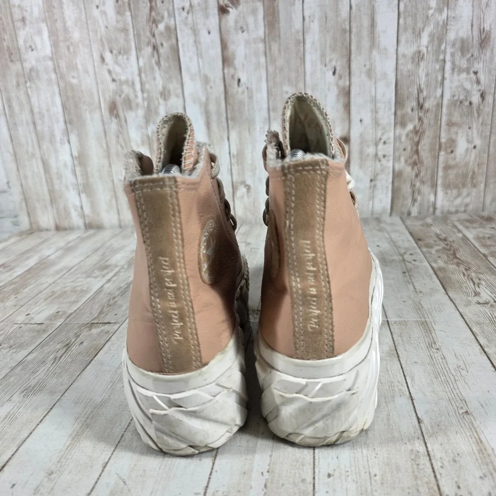 Converse Platform High-Top Sneakers in Blush Pink and White - Picture 3 of 8